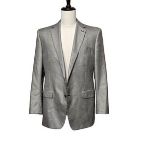 Paul Betenly Blazer Mens 42R Black White Houndstooth Wool Silk Sport Coat Jacket